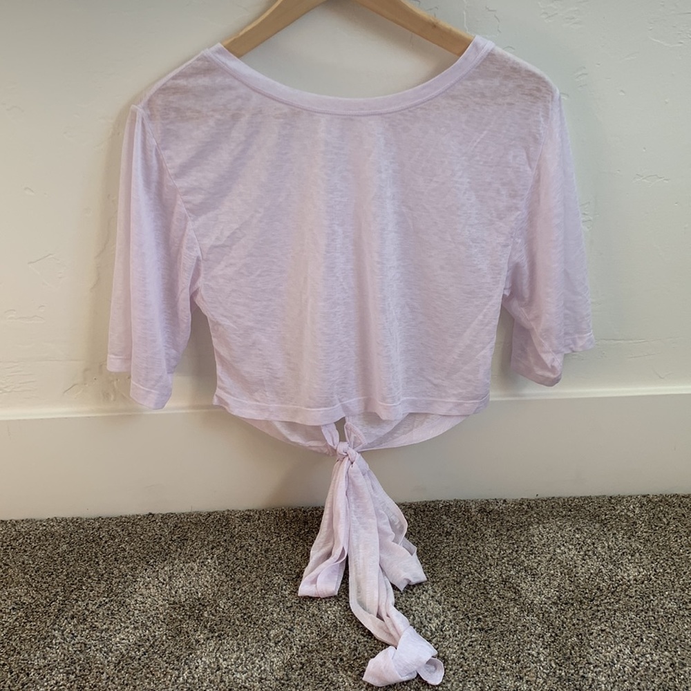 Fabletics Ryan transparent tie-back cropped shirt